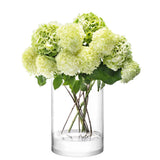 Clear glass LSA column vase or candleholder, 40cm tall with 30cm diameter, showcasing a modern cylindrical design.