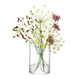 Clear LSA column vase or candleholder, 24cm tall with 17cm diameter, made of glass, featuring a sleek cylindrical design.