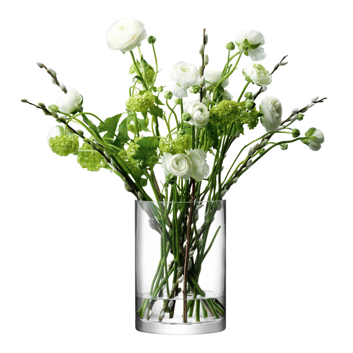 Clear LSA column vase or candleholder, 24cm tall with 17cm diameter, featuring a sleek, minimalist glass design.