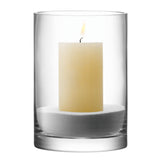 Clear LSA glass column vase or candleholder, 24cm tall with 17cm diameter, featuring a sleek cylindrical design.