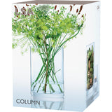 Clear LSA column vase or candleholder, H24cm and 17cm diameter, with sleek cylindrical design and transparent glass finish.