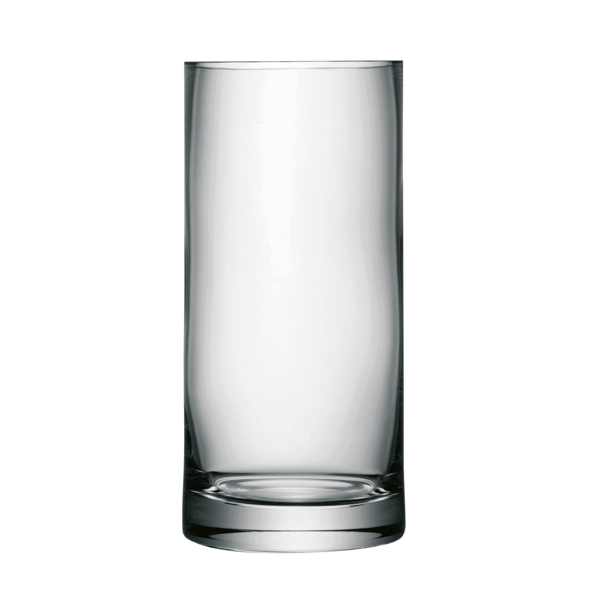 Clear glass LSA column vase, 28cm tall with 13cm diameter, featuring a sleek cylindrical design for floral arrangements.