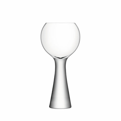 Two clear LSA Moya wine balloon glasses, 550ml each, with rounded bowls and elegant stems, perfect for wine serving.