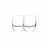 Pair of clear LSA whisky tumblers, 275ml capacity, with a sleek design perfect for enjoying whiskey.