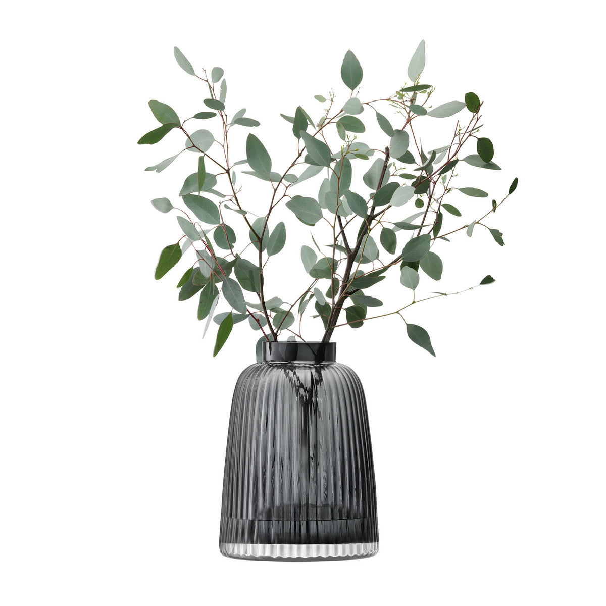 Grey LSA Pleat Vase, 26cm tall, with a textured pleated design, perfect for floral arrangements or home decor.