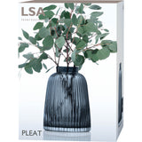 Grey LSA Pleat Vase, 26cm tall, with a textured pleated design, perfect for floral arrangements or decorative display.