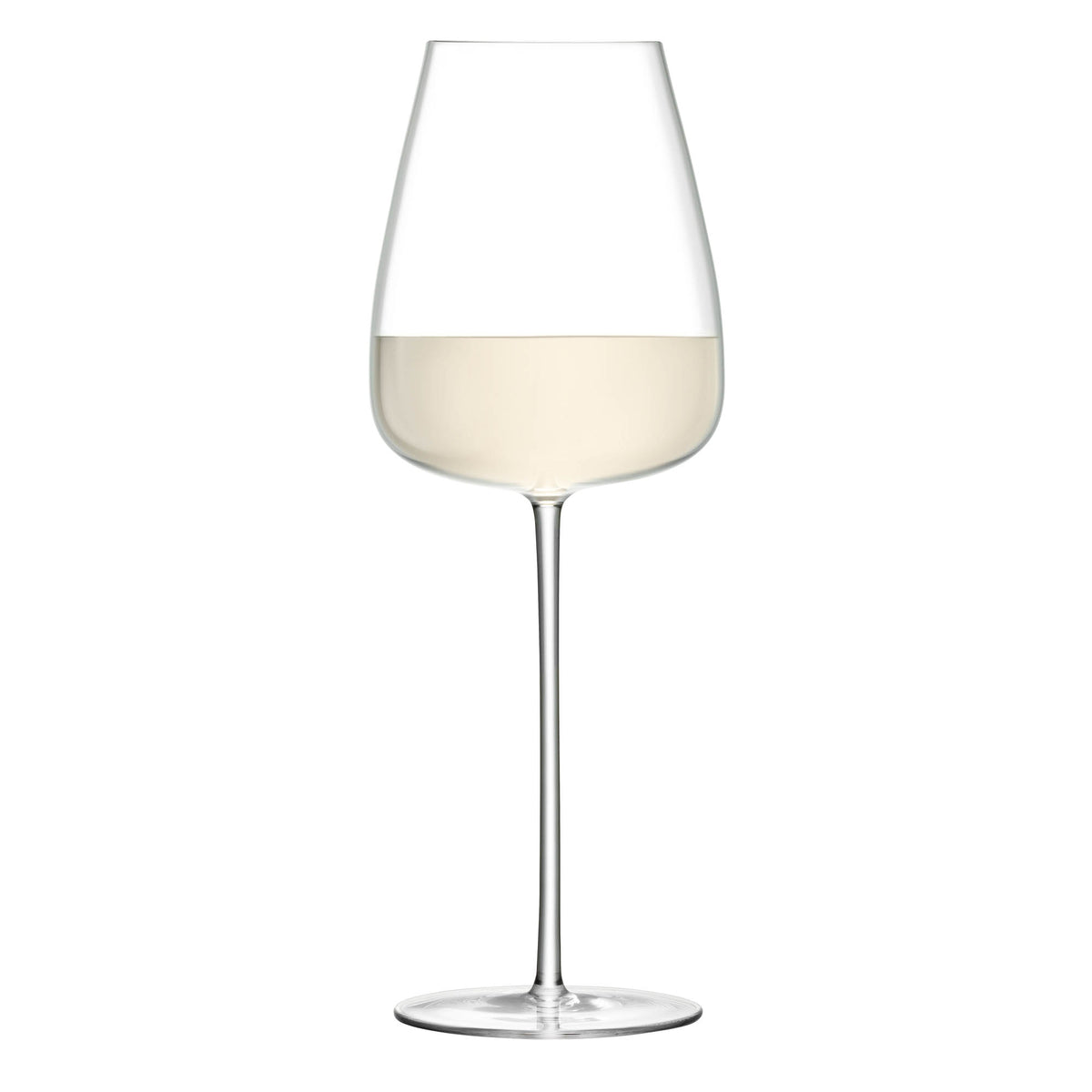 Pair of LSA Wine Culture white wine goblets, 690ml clear glass, showcasing elegant, large-capacity design for enjoying white wines.