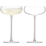 Pair of clear LSA Wine Culture Champagne saucers, 320ml, elegant glassware for serving champagne in a sophisticated style.