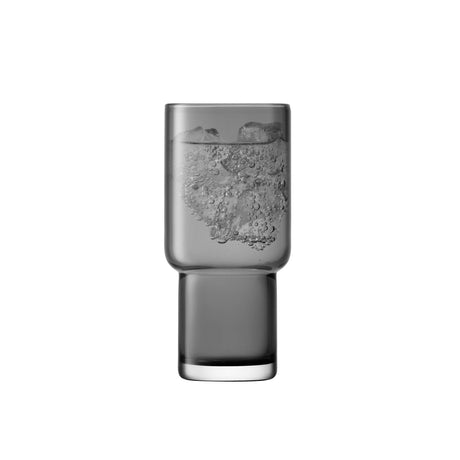 Pair of LSA Utility highball glasses in slate color, 390ml capacity, perfect for long drinks and cocktails.