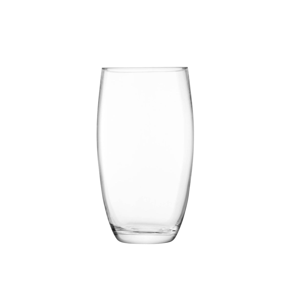 Clear LSA flower barrel bouquet vase, 29cm tall, with a rounded shape and smooth glass finish, ideal for floral arrangements.