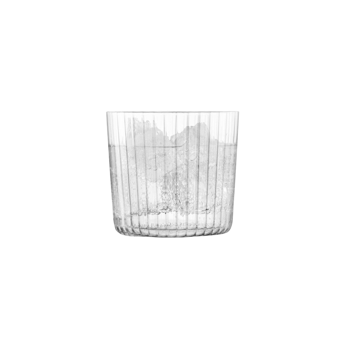 Set of four clear LSA Gio Line tumblers, 310ml each, with sleek modern design, perfect for drinks and everyday use.