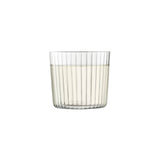 Set of four clear LSA Gio Line Tumblers, 310ml, showcasing modern glass design and smooth rounded edges.