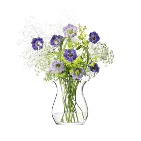 Clear LSA Flower Open Posy Vase with a 23cm height, featuring a sleek, modern design perfect for floral arrangements.