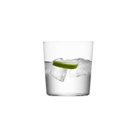 Set of four LSA Gio small 390ml clear glass tumblers with sleek design, perfect for serving beverages.
