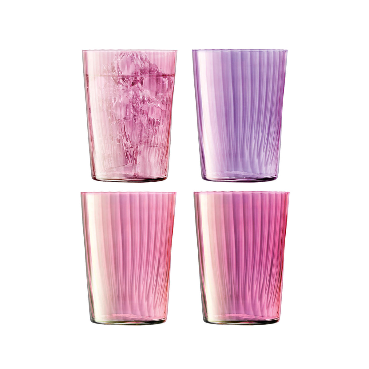 LSA Gems tumbler set with four 560ml assorted garnet glass tumblers, featuring colorful, elegant designs for stylish drinking.