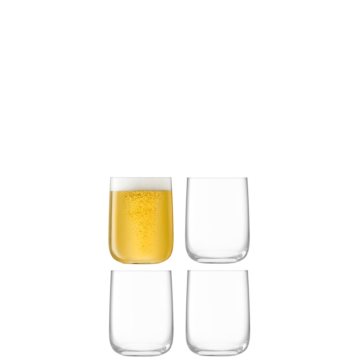 Set of four LSA Borough clear tumblers, 625ml each, with sleek design and transparent glass, perfect for beverages.