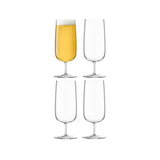 Set of four LSA Borough Pilsner glasses, 440ml clear beer glasses with a sleek design, perfect for serving pilsners.