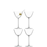 Set of four clear LSA Borough martini glasses, 195ml capacity, elegant design for cocktails and entertaining.