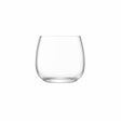 Set of four clear LSA Borough stemless wine glasses, 370ml capacity, with smooth rounded design and transparent glass.