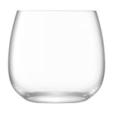 Set of four clear LSA Borough stemless wine glasses, 370ml capacity, showcasing modern design and transparent glass.