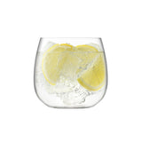 Set of four clear LSA Borough stemless wine glasses, 370ml capacity, with a sleek, modern design.