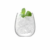 Set of four LSA Borough stemless wine glasses, 455ml clear glass, showcasing modern design and elegant shape.