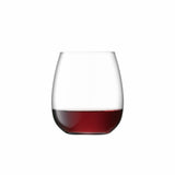 Set of four clear LSA Borough stemless wine glasses, 455ml capacity, with a modern design and smooth glass finish.