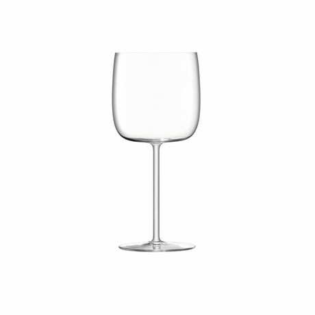 Set of four clear LSA Borough wine glasses, 450ml capacity, with elegant design and sturdy stems.