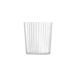 Set of four LSA Gio Line tumblers, 390ml clear glass drinkware, showcasing sleek, modern design perfect for everyday use.
