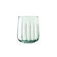 Set of four LSA Mia tumblers, 410ml recycled glass with optic design, ideal for beverages and stylish table setting.
