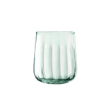 Set of four LSA Mia tumblers, 410ml recycled glass with optic design, ideal for beverages and stylish table setting.