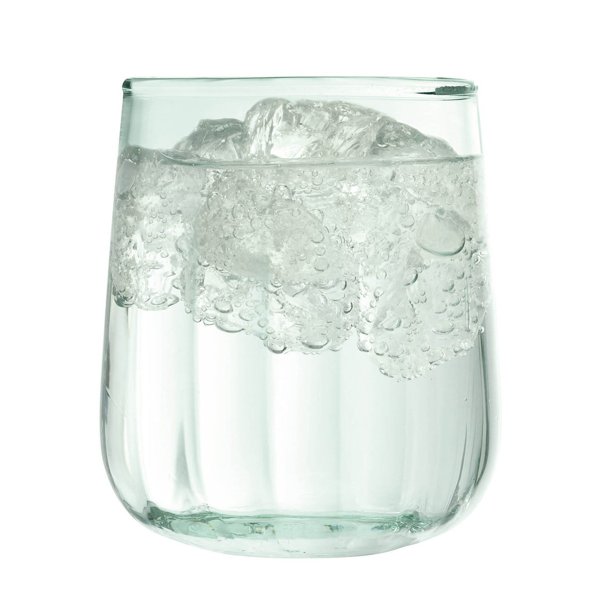 Set of four LSA Mia 410ml recycled glass tumblers with optically textured design, ideal for drinking and presentation.