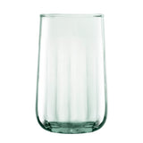 Set of four matte LSA Mia long drink glasses, 590ml capacity, clear glass with a modern design.