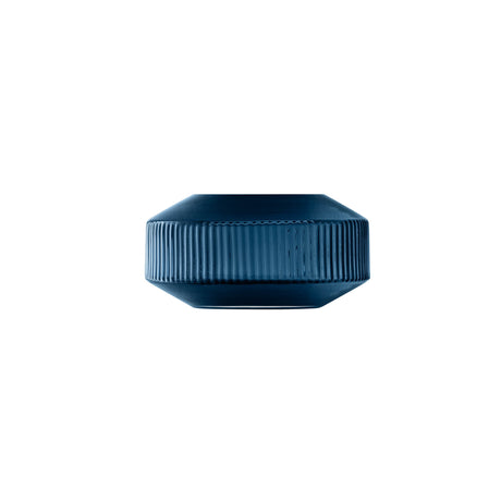 LSA Rotunda wide vase in sapphire glass, 14cm tall, with a smooth, rounded design ideal for decorative floral arrangements.