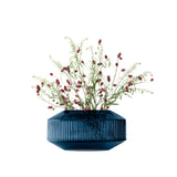 LSA Rotunda Wide Vase in sapphire glass, 14cm tall, with a smooth, rounded design perfect for floral arrangements.