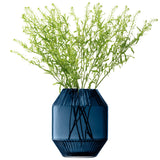 LSA Rotunda vase in sapphire glass, 20cm tall, featuring a smooth, rounded design perfect for floral arrangements.