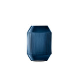 LSA Rotunda Lantern Vase in sapphire glass, 26cm tall with a rounded design and open top for floral arrangements.