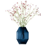LSA Rotunda vase in sapphire glass, 37cm tall, featuring a smooth rounded design ideal for elegant floral displays.