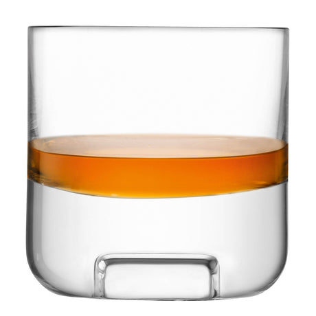 Two clear LSA whisky tumblers, 240ml capacity, with a sleek, modern design, perfect for enjoying whisky.