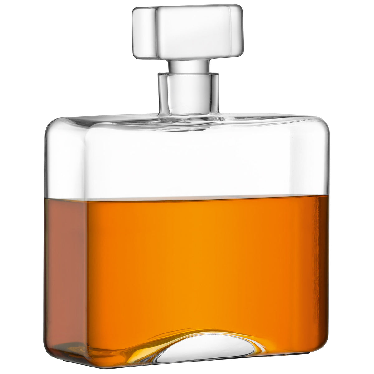 Clear LSA whisky decanter in a rectangular CASK design, 1-liter capacity, showcasing elegant glass craftsmanship.