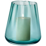 LSA Lagoon vase in emerald green, 18.5cm tall, with a sleek, modern design and smooth glass surface.
