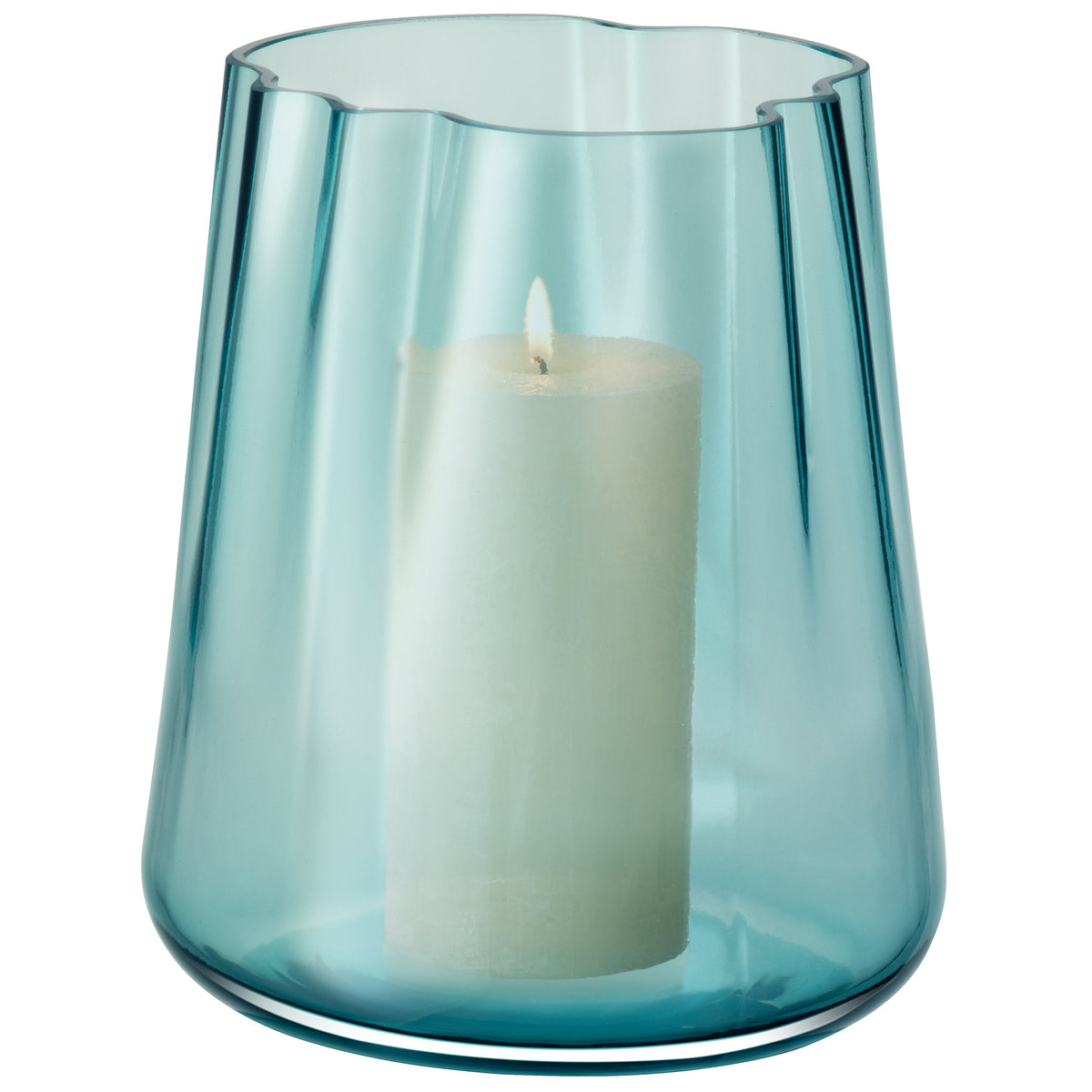 LSA Lagoon vase in emerald green, 24cm tall, with a sleek, modern design and smooth glass finish.