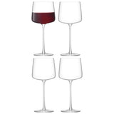 Set of four clear LSA Metropolitan wine glasses, 400ml capacity, elegant design for serving wine.