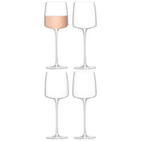 Set of four clear LSA Metropolitan wine glasses, 350ml capacity, showcasing elegant design for serving wine.