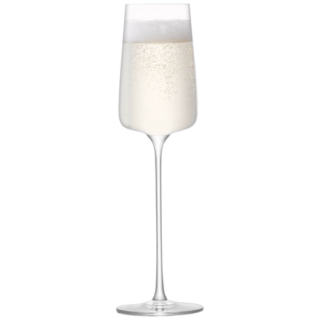 Set of four LSA Metropolitan champagne flutes, clear 230ml Sektglas with elegant design, perfect for toasting and celebration.