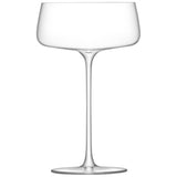 Set of four LSA Metropolitan champagne saucers, 300ml clear glass champagne glasses with elegant design.