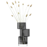LSA Tier Vase in slate grey with a textured, tiered design, standing 26cm tall, ideal for modern floral arrangements.