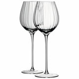 Two clear LSA Aurelia white wine glasses with 430ml capacity and optic design, perfect for elegant wine serving.