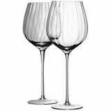 Two clear LSA Aurelia red wine glasses with 660ml capacity, featuring elegant optic design, perfect for enjoying wine.