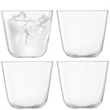 Set of four clear LSA Tumbler ARC glasses, 260ml, made of glass, perfect for beverages, showcasing their elegant design.
